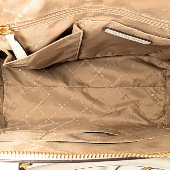 Michael Kors Ciara White Studded Saffiano Leather Convertible Satchel Crossbody - Picture 8 of 10